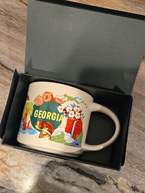 Starbucks Discovery Series Georgia Ceramic Coffee Mug, 14oz, White and Red New